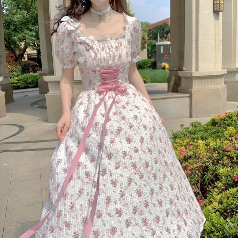 Vintage Korean Style Lace Ruffled Princess Dress For Women With Long Puff  Sleeves And Ankle Length Hemline Spring Loose Fit FT807 From Luo02, $20.69