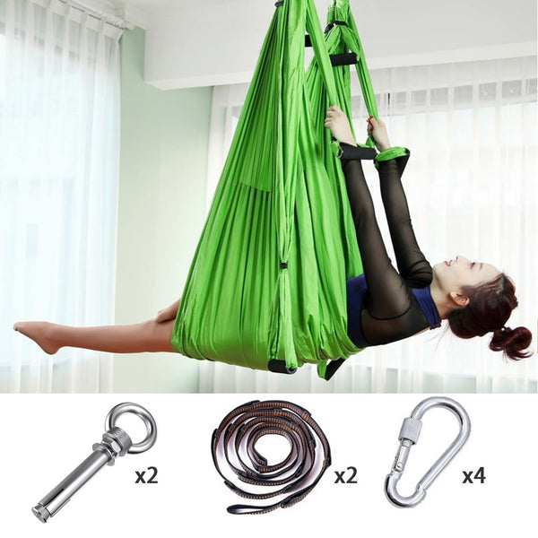 YANGHUI Green Aerial Yoga Swing Set,Yoga Hammock,Sling Kit + Extension  Straps,Antigravity Ceiling Hanging Yoga Sling,Inversion Swing,5M,C :  : Home & Kitchen