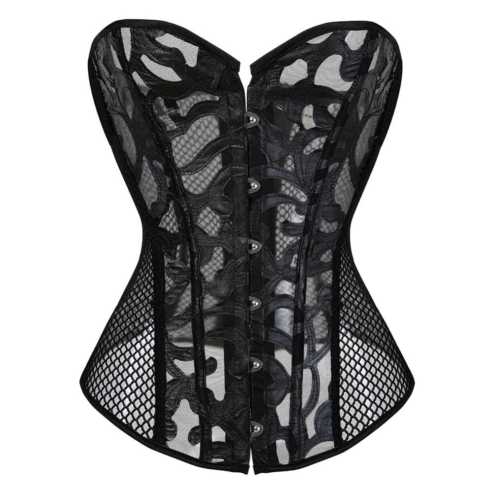 Women Sexy Satin Overbust Corset Bustier Slimming Plus Size Lace Up  Lingerie Top