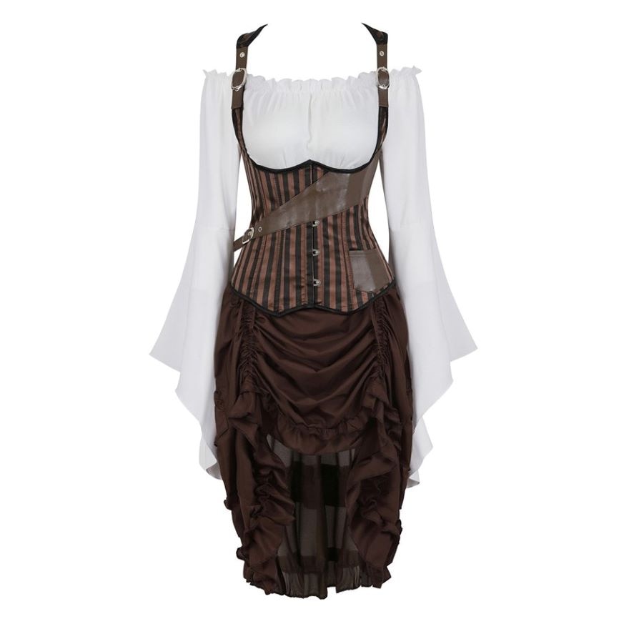 Women Gothic Corset Dress Sexy Striped Underbust Corset Vest Renaissan –  dailyfashionlove