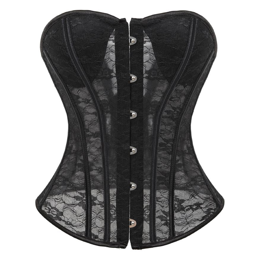 Women Sexy Satin Overbust Corset Bustier Slimming Plus Size Lace Up  Lingerie Top