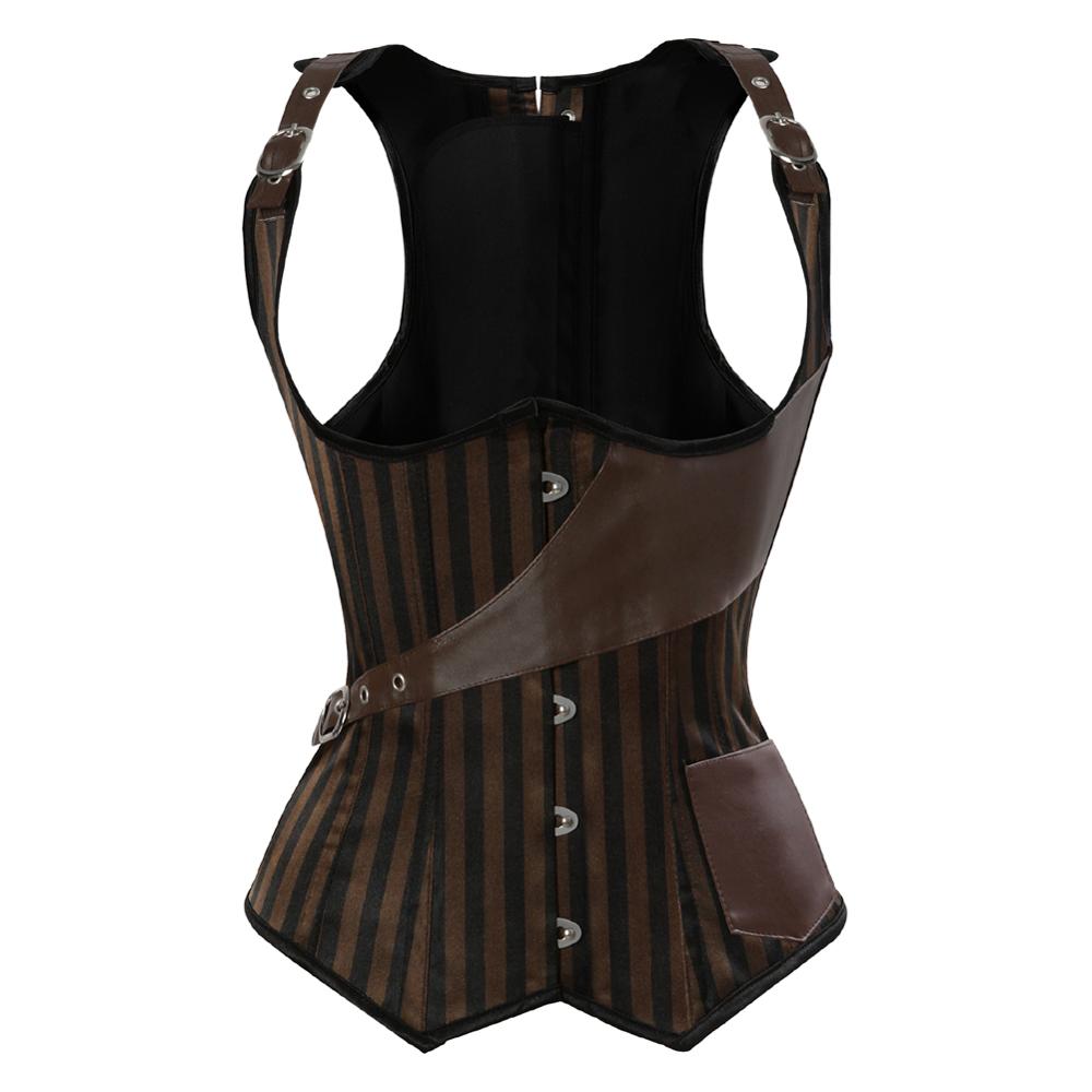 Brown Steampunk Corset for Women Boned Vintage Leather Corsets Bustiers  Gothic Pirate Corset Tops Waist Trainer Plus Size S-6XL
