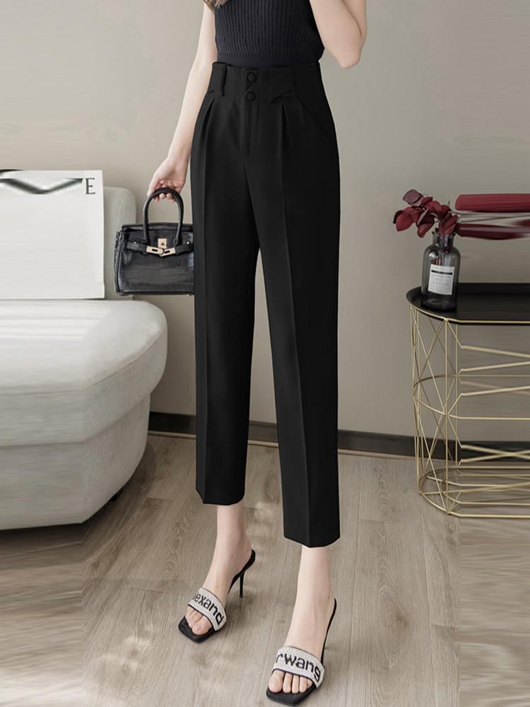 Women Ankle-length Tailored Pants Korean Style All-match High