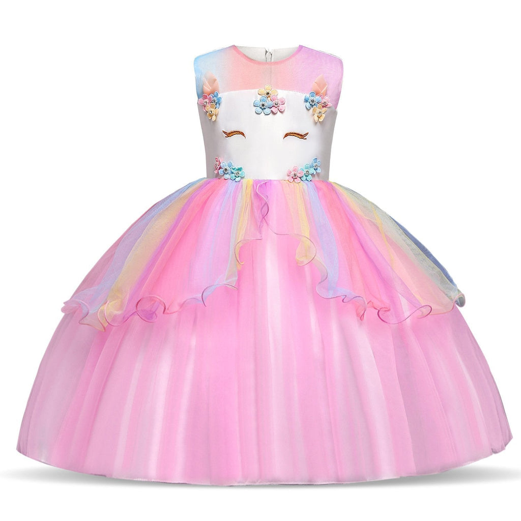 Unicorn Costume Dress Girl Princess Pageant Party Dresses Flower Evening Gowns Tutu Fancy Dress
