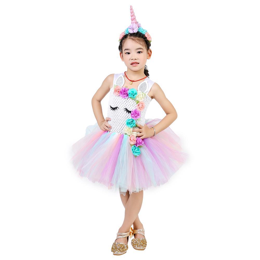 Unicorn Tutu Dress for Girls Kids Birthday Party Unicorn Costume Outfit with Headband