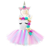 Unicorn Tutu Dress for Girls Kids Birthday Party Unicorn Costume Outfit with Headband