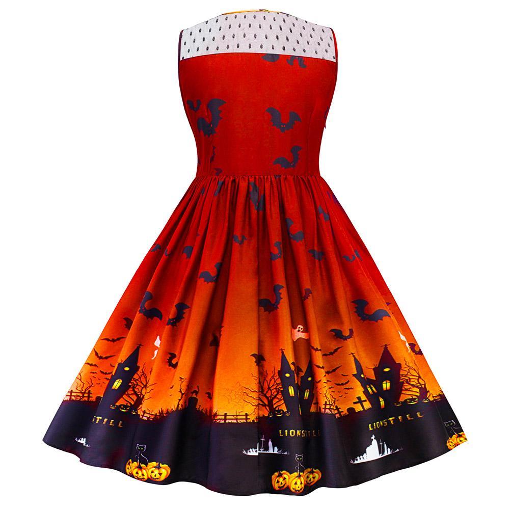 Women's 1950s Halloween Costume Dress Pumpkin Skater Swing Dress Funny Party Dress Plus Size