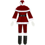 9pcs/set Xmas Santa Claus Suit Adult Christmas Cosplay Costume Red Deluxe Velvet Fancy Xmas Party Man Costume
