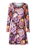 Halloween Print Crew Neck Dress