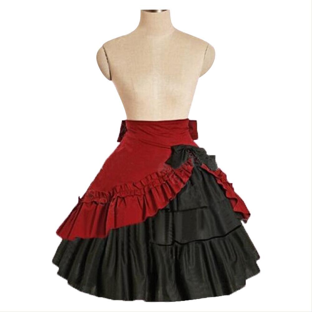 Women's Steampunk Retro Gothic Vintage Ruffle Gypsy Hippie Lace Lolita Party Skirt
