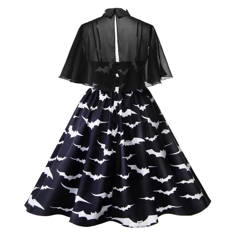 Two-Piece Set Dress Bat Printed Dress Casual Mini Dress Short Sleeve Shirt Dress