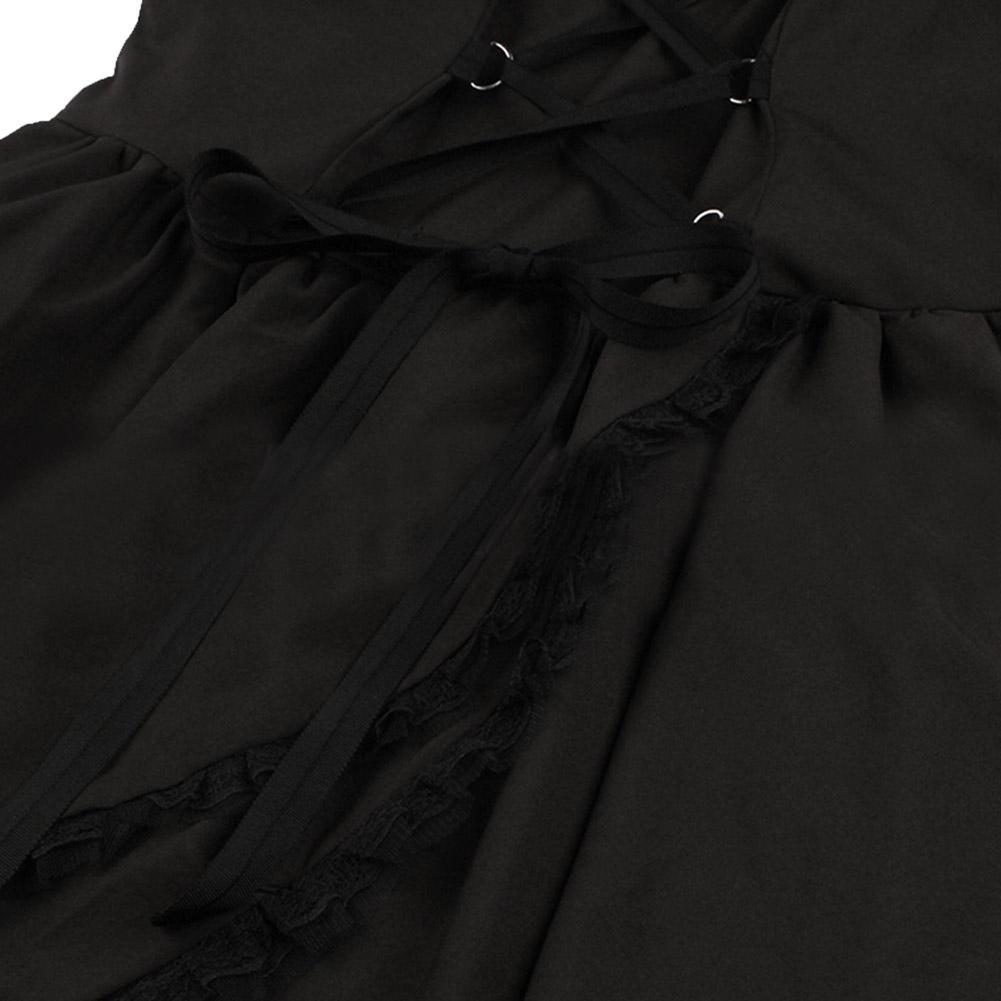 Women's Gothic Ruffled Skirt Lace Up Long Dress
