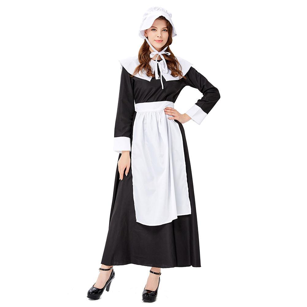 Women's Halloween Cosplay Costume French Apron Maid Fancy Dress Manor Maid Uniform