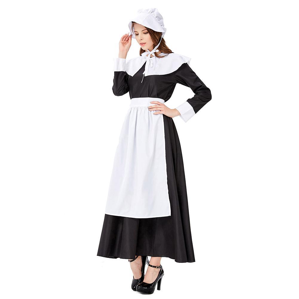 Women's Halloween Cosplay Costume French Apron Maid Fancy Dress Manor Maid Uniform
