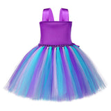 Princess Girls Mermaid Tutu Dress Kids Sparkle Sequin Purple Starfish Birthday Party Dresses Halloween Costume