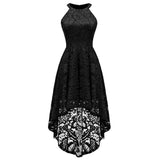 Women's Halter Floral Lace Cocktail Party Dress Hi-Lo Bridesmaid Dress