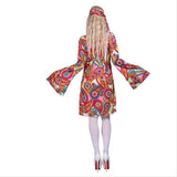 Women Hippie Groovy Lady Retro Costume Halloween 1960s Stage Performance Outfit