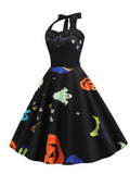 Halloween Hanging Neck Print Dress