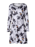 Halloween Print Crew Neck Dress