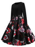 Halloween Skull Print Crew Neck Dress