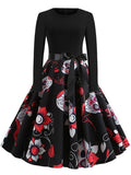 Halloween Skull Print Crew Neck Dress