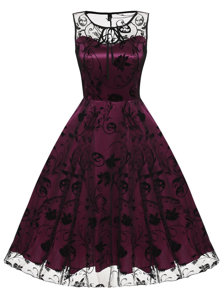 Purple 1950s Mesh Swing Dress
