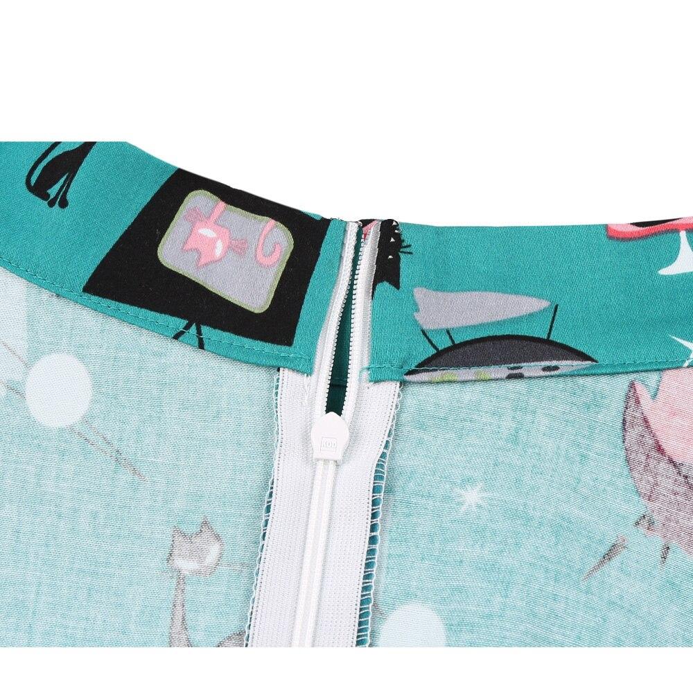 2023 Cat Printed Short Swing Cotton Casual Summer Skirts High Waist Vintage Retro Skater Punk Harajuku Midi Skirt faldas mujer