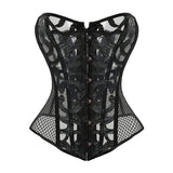 Sexy Corset Overbust Women Gothic Corset Top Mesh Shaper Slimming Waist Trainer Lace Up Corsets Bustiers Black White Plus Size