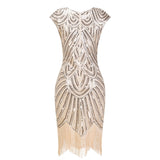 1920s Flapper Great Gatsby O-Neck Cap Sleeve Sequin Fringe Party Midi Dress Vestido De Verano Summer Women Dress