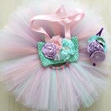 Princess Mermaid Tutu Dress Outfit for Baby Girls Sea-maid Birthday Party Costumes Toddler Kids Photo Shoot Tutus Skirt Set 1-8Y