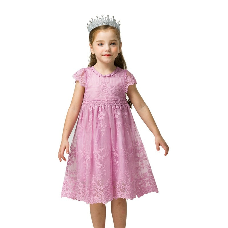 Red Christmas Girls Dress Flower Princess Birhtday Party Baby Girl Clothes Kids Children Lace Frocks 2 3 4 5 6 7 Years Clothing