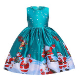 Christmas Dresses For Girls Kids Snowman Princess Costume Santa Claus Cosplay Party Dress Up Children Xmas 4 -10 Years Clothing