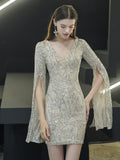 Women Prom Dress Sexy Sequin Dress Long Sleeve Party Bodycon Dress
