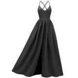 Long Formal Sleeveless Backless V Neck Slit Front Sexy Evening Gowns Runway Party Dresses