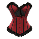 Women Victorian Vintage Sexy Brocade Lace Up Overbust Corset Bustier Burlesque Lingerie Top Waist Cincher Body Shaper Corsets