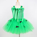Green Flinstones Pebbles Tutu Dress for Girls Kids Halloween Costume Carvegirl Pebbles Bone Dresses Outfit for Birthday Party