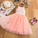 Sequin Dress For Girls Summer Vest Princess Sundress 3-8 Year Kids Clothing Children Wedding and Party Mesh Tulle Tutu Ball Gown