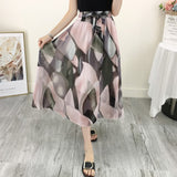 women's skirt Print Chiffon female skirts Plus-Size Elascity High-Waist Vintage Sexy Korean Casual Summer Plus-Size Skirt