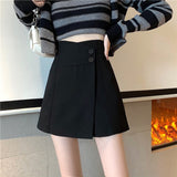 Women Casual Shorts Skirts Korean Style All-match Solid Color Ladies High Waist Short Pants