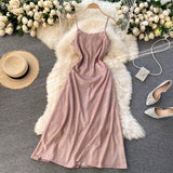 Sleeveless Spaghetti Strap Summer Dress Glitter Evening Party Elegant Midi Sexy Dress