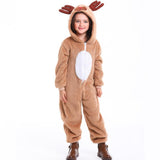 Reindeer Elk Christmas Costume Festival Santa Clause for Boys Girls New Year Kids Flannel Hooded Pajamas Xmas Fancy Party Dress