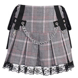 2022 Retro Vintage Plaid Pleated Mini Skirt High Waist Lolita Y2K Harajuku Ladies Kawaii Skirts Casual Cute Woman Short Skater