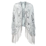 Luxury Accessory Open Front Vintage Flapper Fringe Shawl Women Going Out Party Mesh Sequin Elegant Cape Shawls