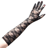 Floral Lace Long Gloves Black White Red Sexy Elbow Length Mittens Party Evening Gloves Accessories