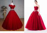 Robe De Soiree Off Shoulder Ball Gown Beaded Evening Dress Party Elegant Short Sleeve Floor Length Vintage Tulle Prom Gowns