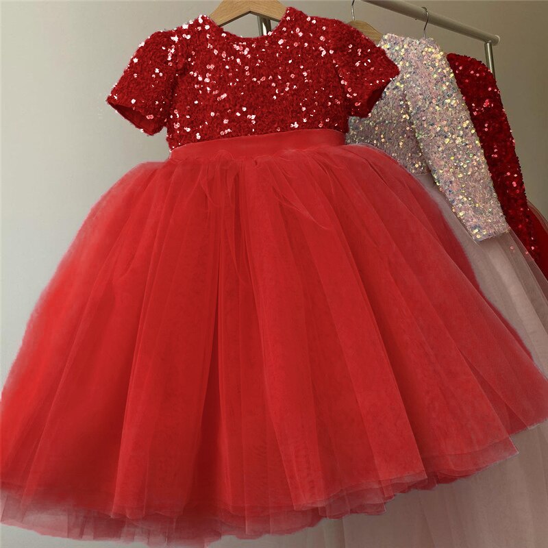Wedding Party Dresses For Girls Tulle Princess Bowknot Tutu Prom Gown Kids Evening Bridesmaid Clothes Children Christmas Costume