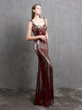 Sleeveless Woman Party Night Sequins Dress Side Split Long Elegant Shinning Evening Dress