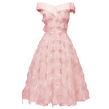 Short Pink Party Off Shoulder Fringe Tassel V Neck Chic Elegant Formal Runway Dress