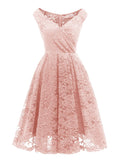2022 Elegant High Waist Lace Pleated Dress Solid Off Shoulder V-Neck Vintage Clothes For Short Prom Women Party Midi Dresses