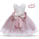 Girls Lace Princess Dress Children Elegant Christmas Wedding and Birthday Party Prom Gown Kids Pageant White Bridesmaid Clothing